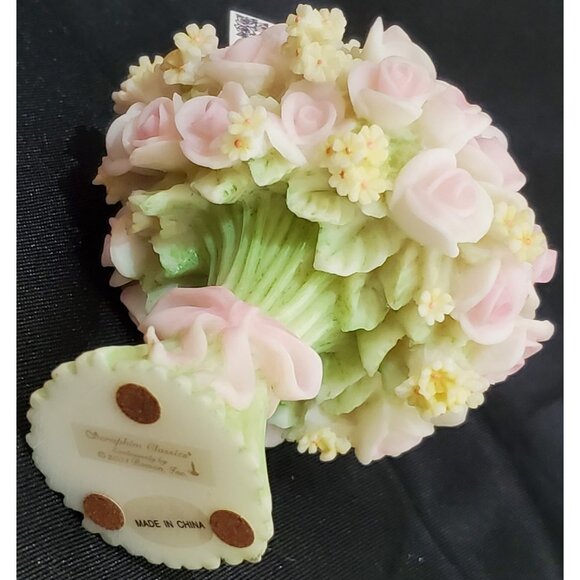 Seraphim Roses THANK YOU BOUQUET pink flower figure Heaven on Earth 84391 3.7"hi - Picture 7 of 8